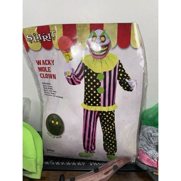 Wacky Mole Clown Costume Adult Medium 36-38 Spirit Light Up Mask Halloween - Picture 5 of 11